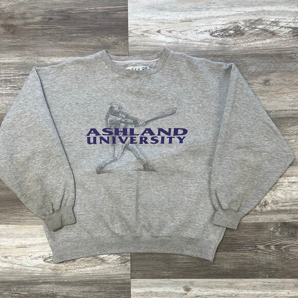 Vintage 90s Ashland University Baseball Heather Gray Men 2XL Crewneck Sweatshirt - Picture 1 of 6